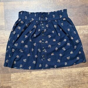 Madewell Navy Floral Button-style Mini Skirt